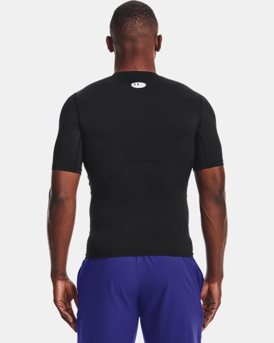 Men's HeatGear® Armour Short Sleeve, Black, pdpMainDesktop image number 1